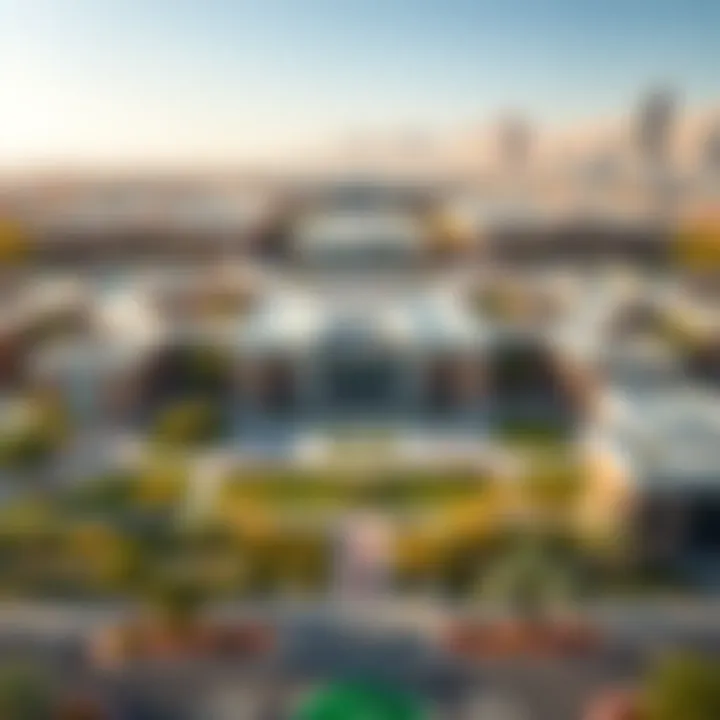 Aerial view of Zayed University campus showcasing its architectural design